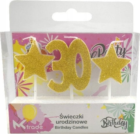MK TRADE Świeczki urodzinowe MK TRADE brokat złote z gwiazdkami SH-588-30
