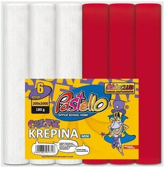 Krepina mini 20x250cm 180g biało-czerwona 6szt