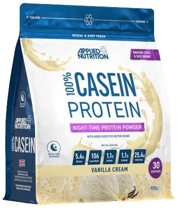 Applied Nutrition - Białko Kazeinowe 100% Casein Protein, Krem Waniliowy, Proszek 900g