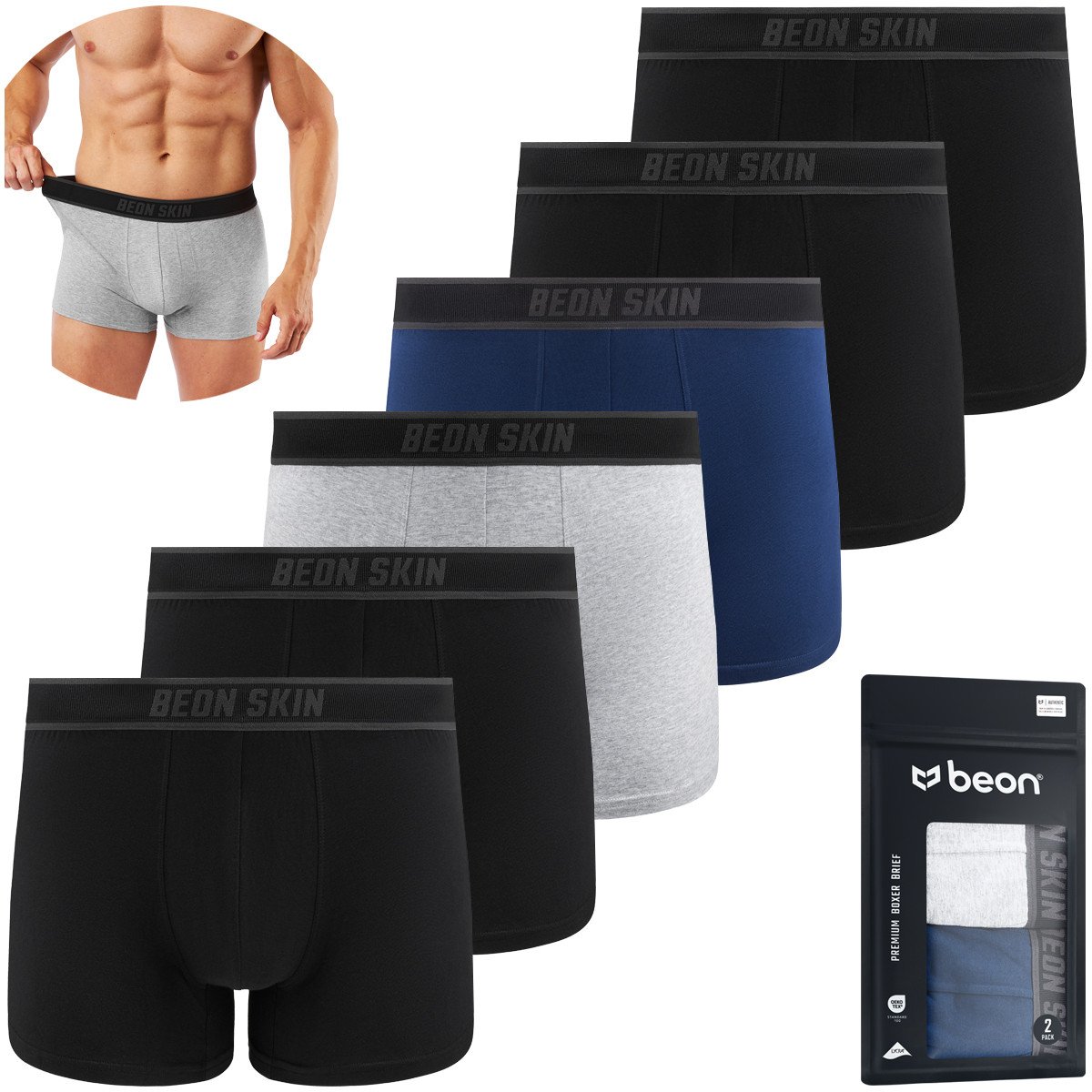 Bokserki męskie MB-G11 Coal Black 4x, Navy Blue 1x, Granite Grey 1x (XL)