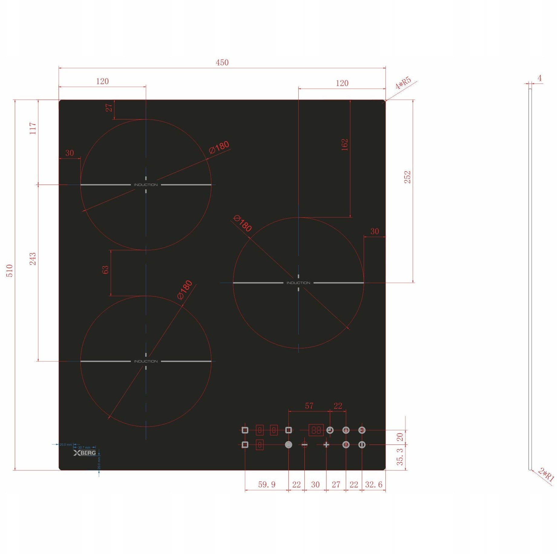 XBERG PŁYTA INDUKCYJNA XBERG BRGI455N 45cm