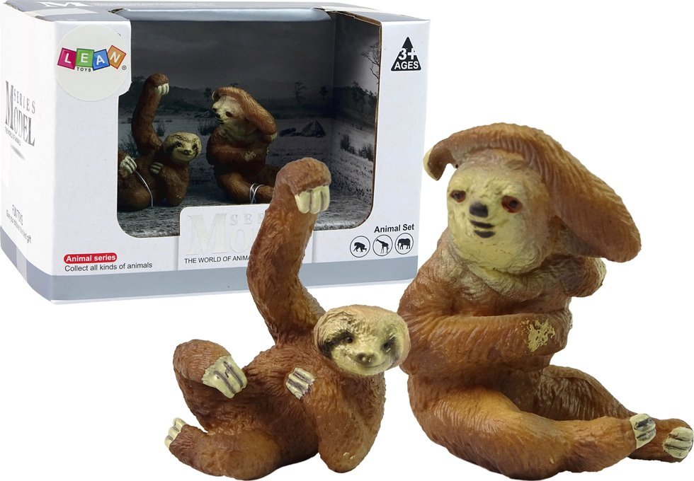Figurka LeanToys Zestaw 2 Figurek Leniwce Leniwiec z Młodym Figurka Leniwiec