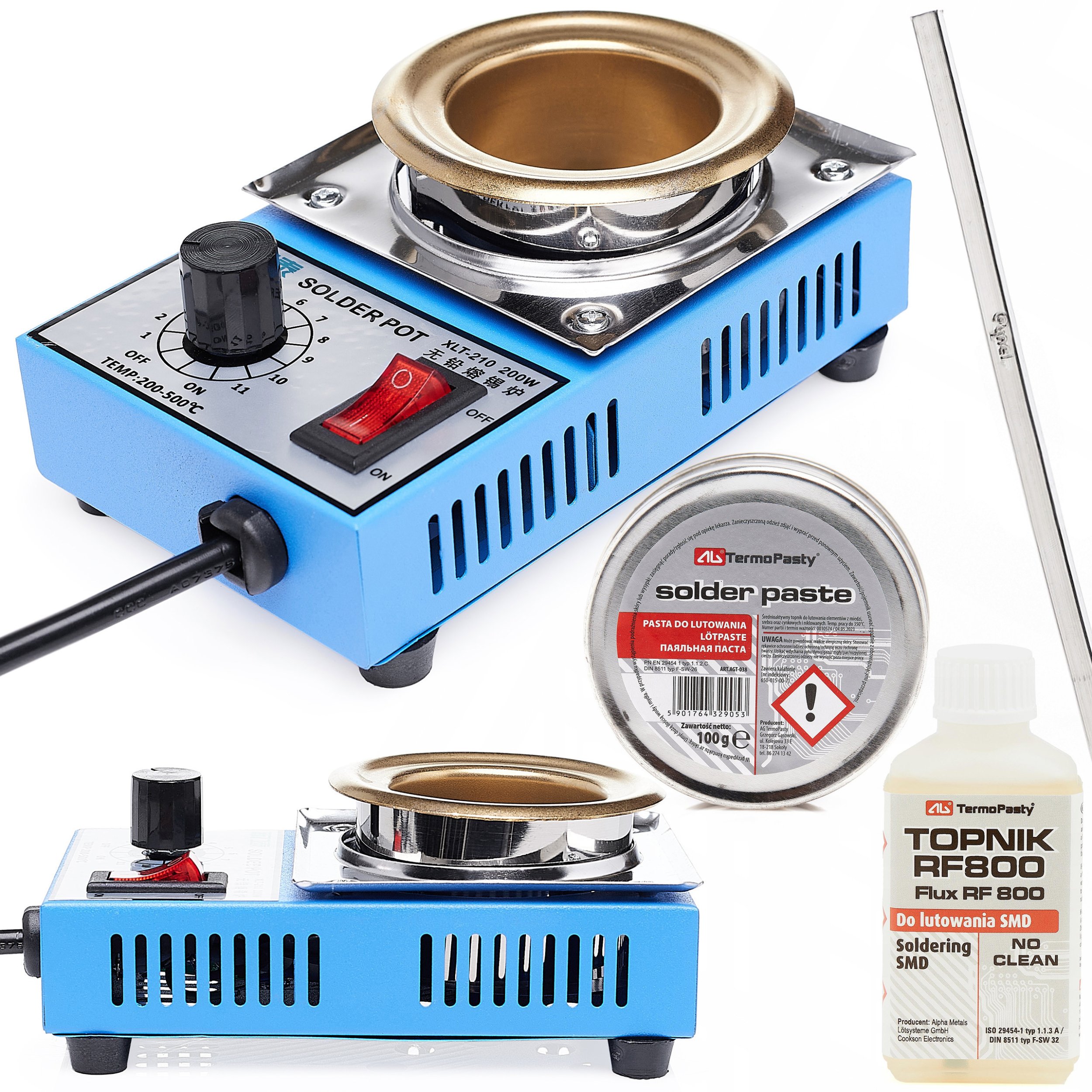 Tygiel Lutowniczy do Topienia do Cynowania 200W + Akcesoria XL Pasta Cyna