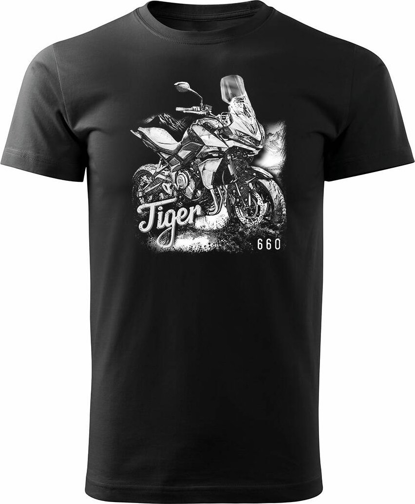 Topslang Koszulka motocyklowa z motocyklem Triumph Tiger 660 męska czarna REGULAR XXL