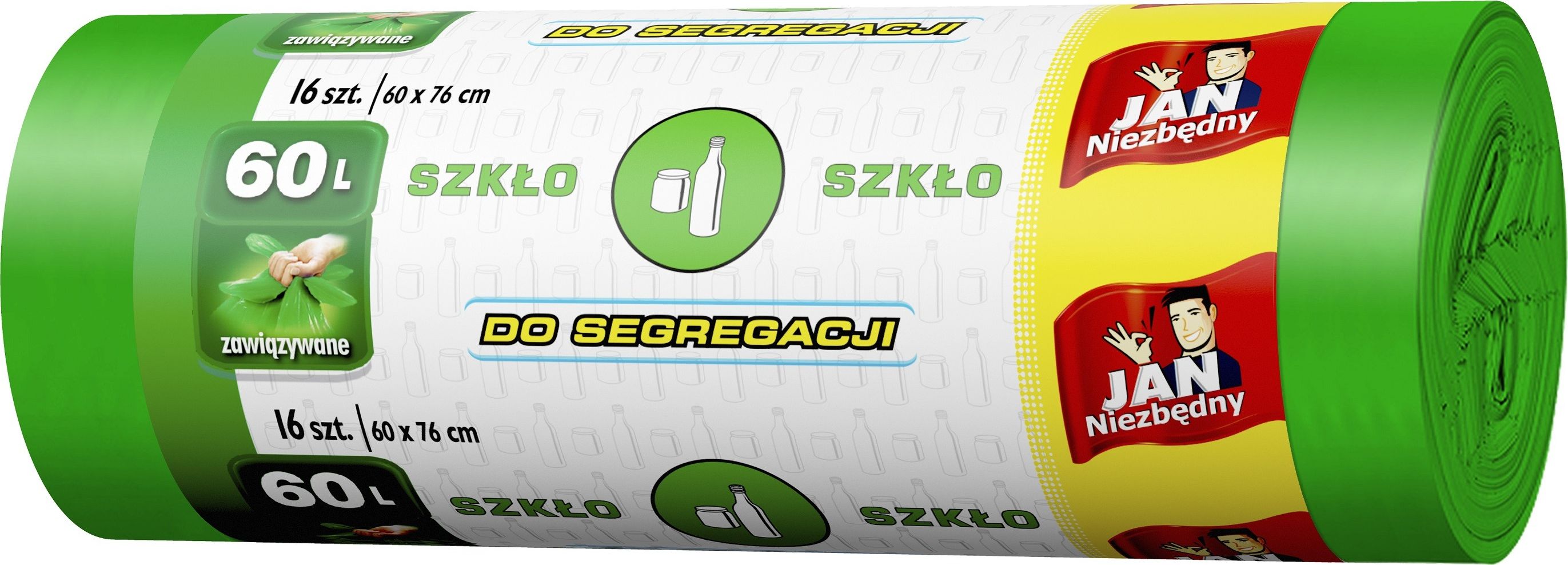 JAN Niezbędny Sarantis Jan Niezbędny Worki do segregacji śmieci zielone - szkło 60L 1op.-16szt