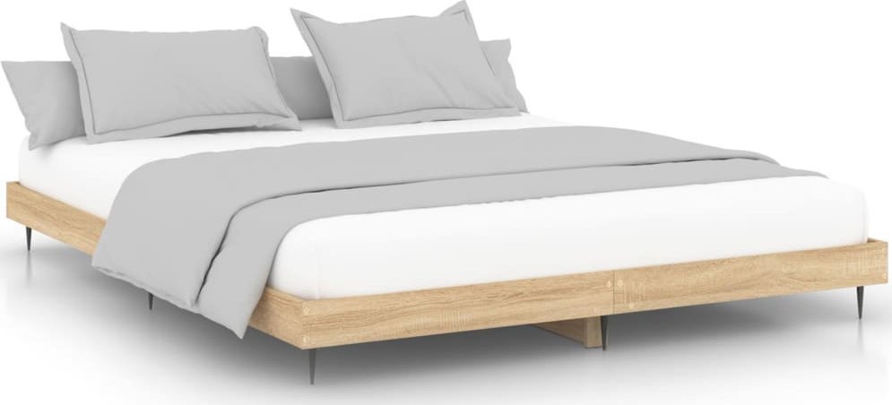 vidaXL vidaXL Rama łóżka, dąb sonoma, 200x200 cm, materiał drewnopochodny