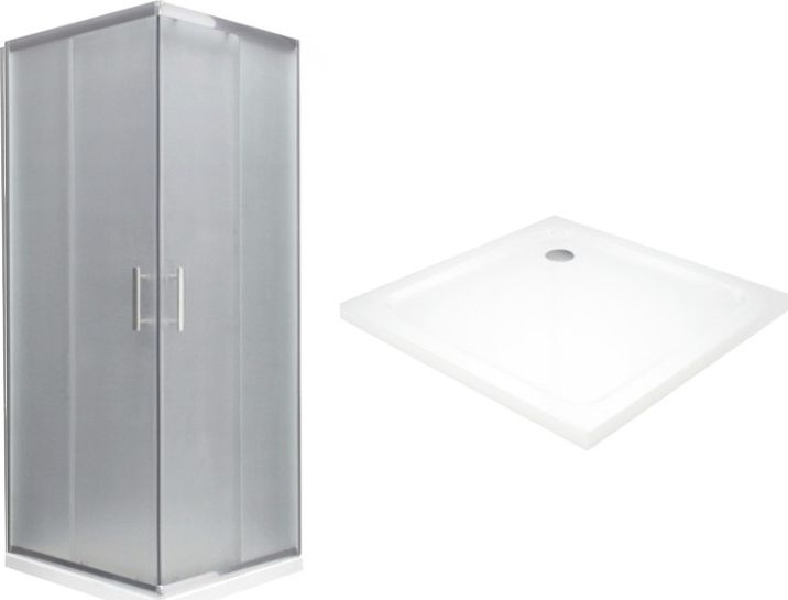Mexen Mexen Rio kabina prysznicowa kwadratowa 70 x 70 cm, szron, chrom brodzik Flat - 860-070-070-01-30-4010
