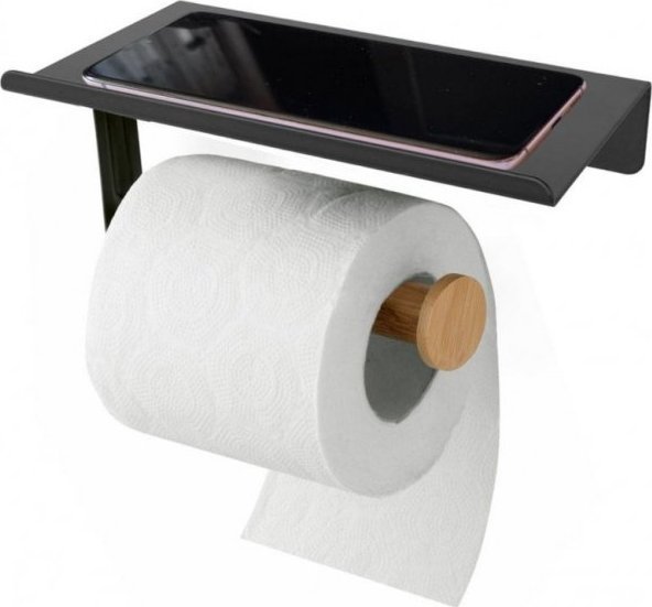 Tadar UCHWYT NA PAPIER TOALETOWY Z PÓŁKĄ TADAR TD-4981 CZARNY