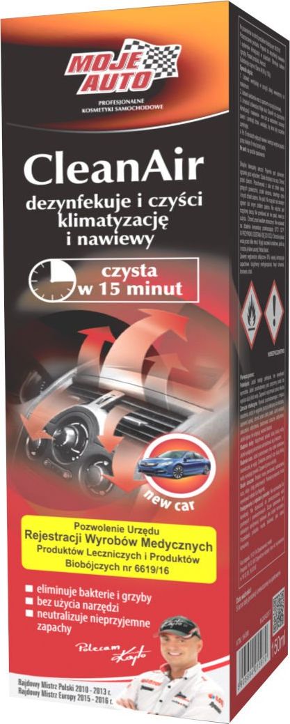Moje Auto Moje Auto CleanAir odświeżacz klimatyzacji i nawiewów 150ml - New Car uniwersalny (6407-uniw) - 6407-uniw