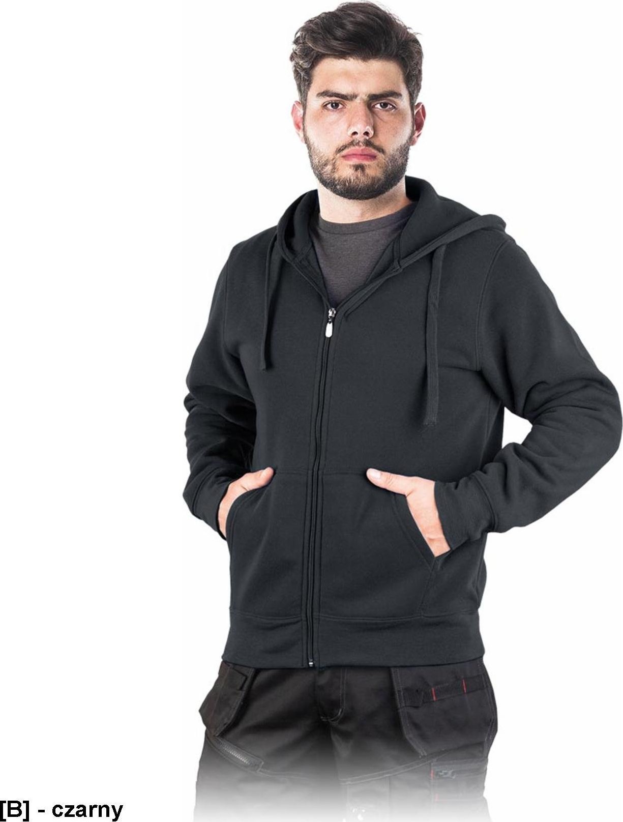 R.E.I.S. SMOKER - bluza ochronna rozpinana z kapturem - czarny 2XL