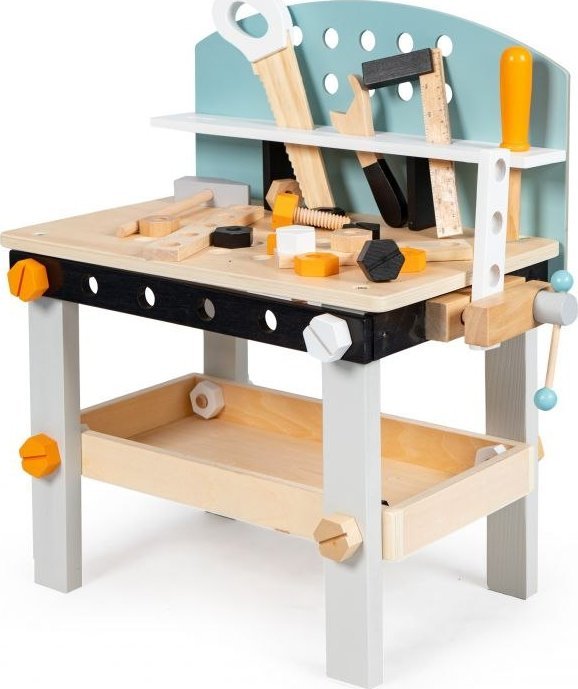 Drewniany warsztat dla dzieci stół narzędziowy 38 elementów ECOTOYS