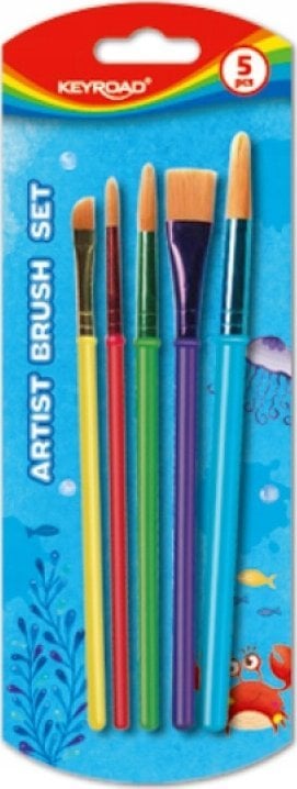 Keyroad Pędzle KEYROAD, Artist Set, 5szt., blister, mix kolorów