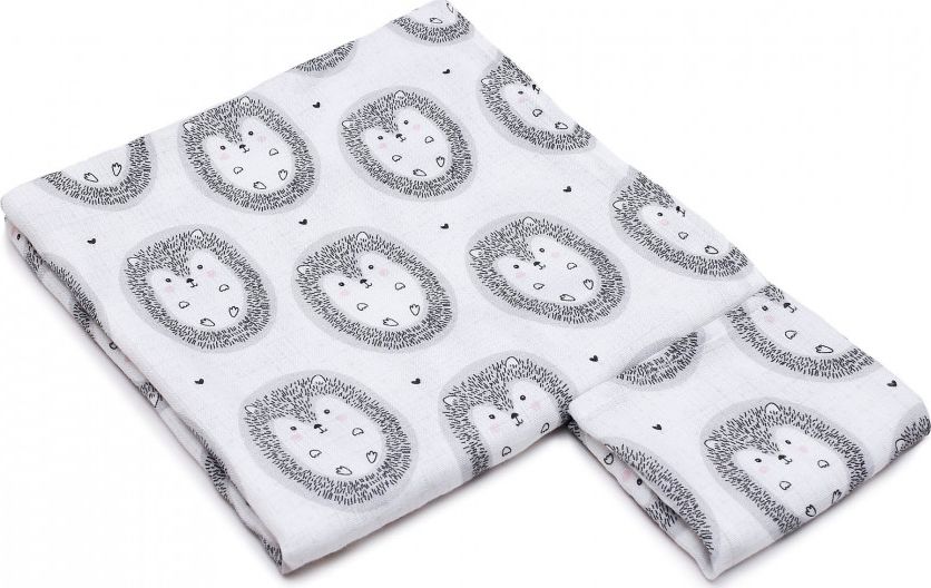 Pulp Otulacz Bambusowy z Antybakteryjnymi Jonami Srebra, Muślinowy ( Jeżyki+pieluszka mała) 35x30 cm