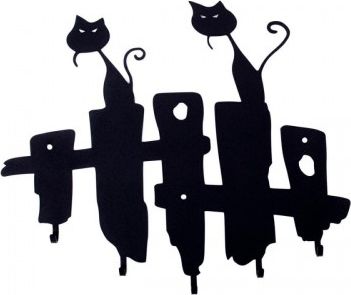 Intesi Wieszak ścienny Koty czarny