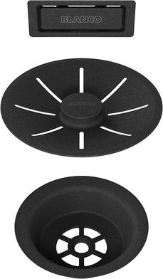 Syfon Blanco BLANCO Zestaw elementów stalowych w kolorze czarnym, do armatury przelewowo-odpływowej InFino, do jednej komory