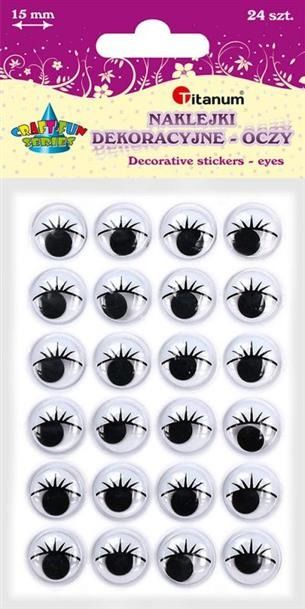 Titanum Oczy 15mm samoprzylepne z rzęsami 24szt,CRAFT-FUN