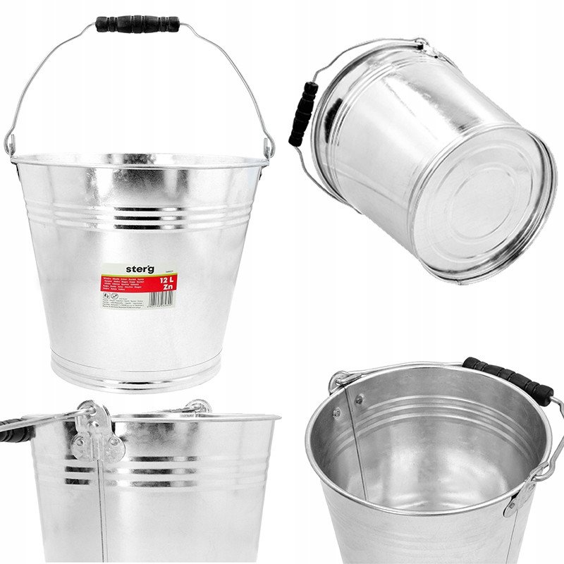Galvanized metal bucket, 12l