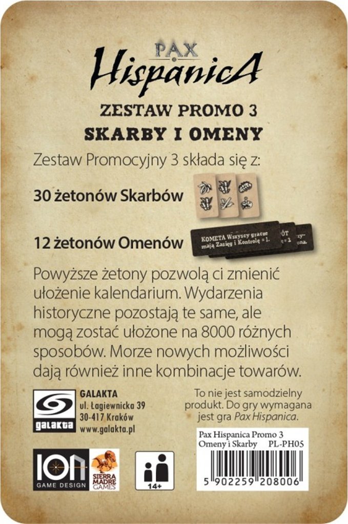 Galakta Dodatek do gry Pax Hispanica: Zestaw Promo 3 - Omeny i Skarby