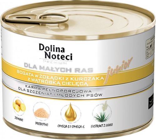 Dolina Noteci Dolina Noteci PREMIUM dla psów małych ras JUNIOR bogata w żołądki z kurczaka z wątróbką cielęcą 6x185 g
