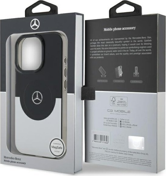 Mercedes Mercedes MEHMP16L23HBIGK iPhone 16 Pro 6.3" czarny srebrny/black silver hardcase Doubel Layer BiColor MagSafe