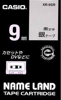 Casio Taśma XR-9SR1, czarny druk/srebrny podkład, nielaminowany, 8m, 9mm