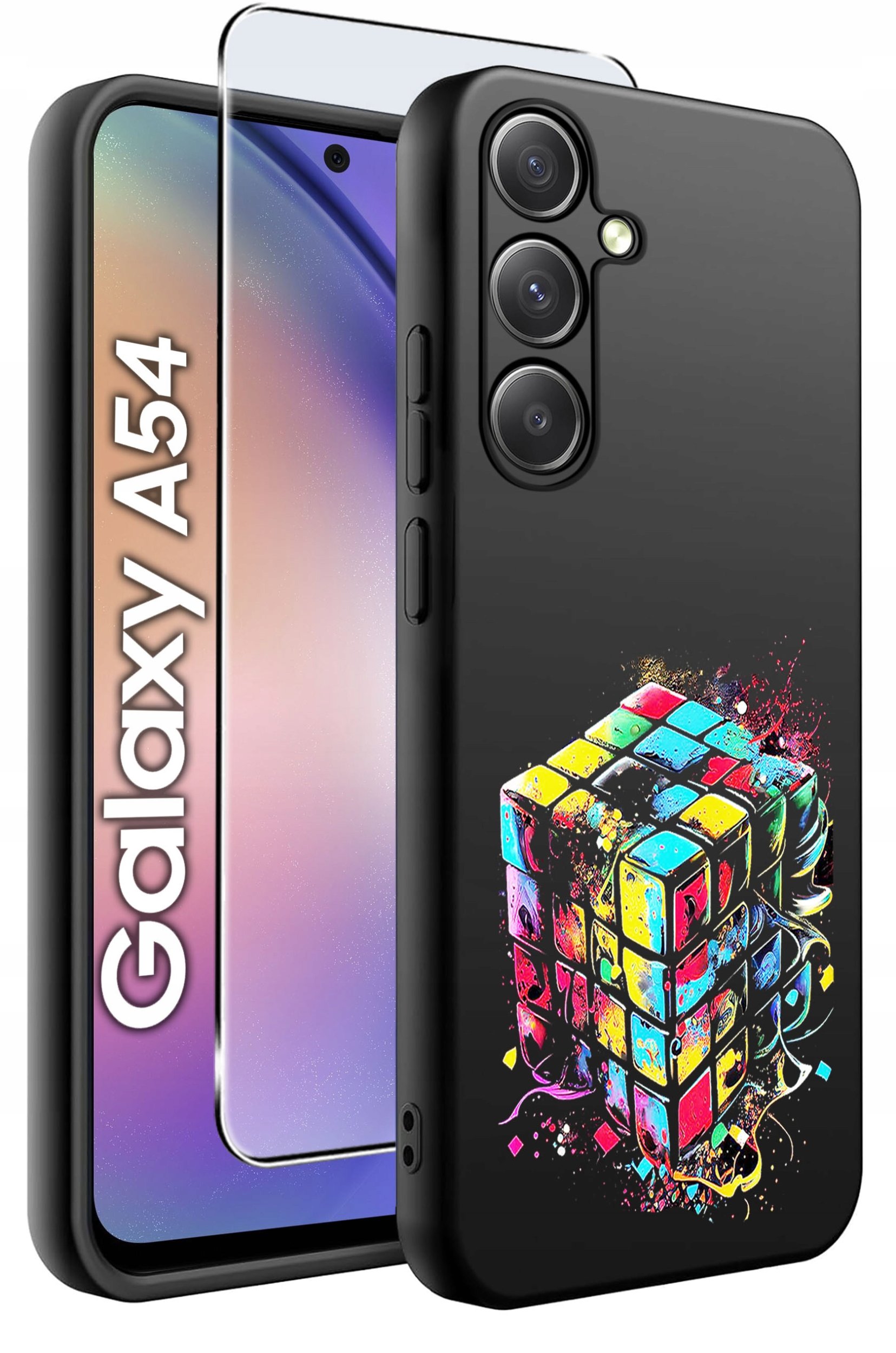 ETUI do Samsung A54 5G WZORY | SILIKONOWE MATT CASE + SZKŁO 9H