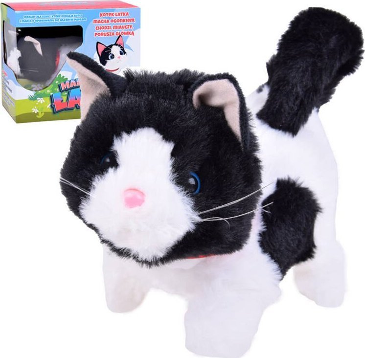 Interaktywny pluszowy Kot ŁATKA chodzi miauczy rusza ogonkiem ZA5364