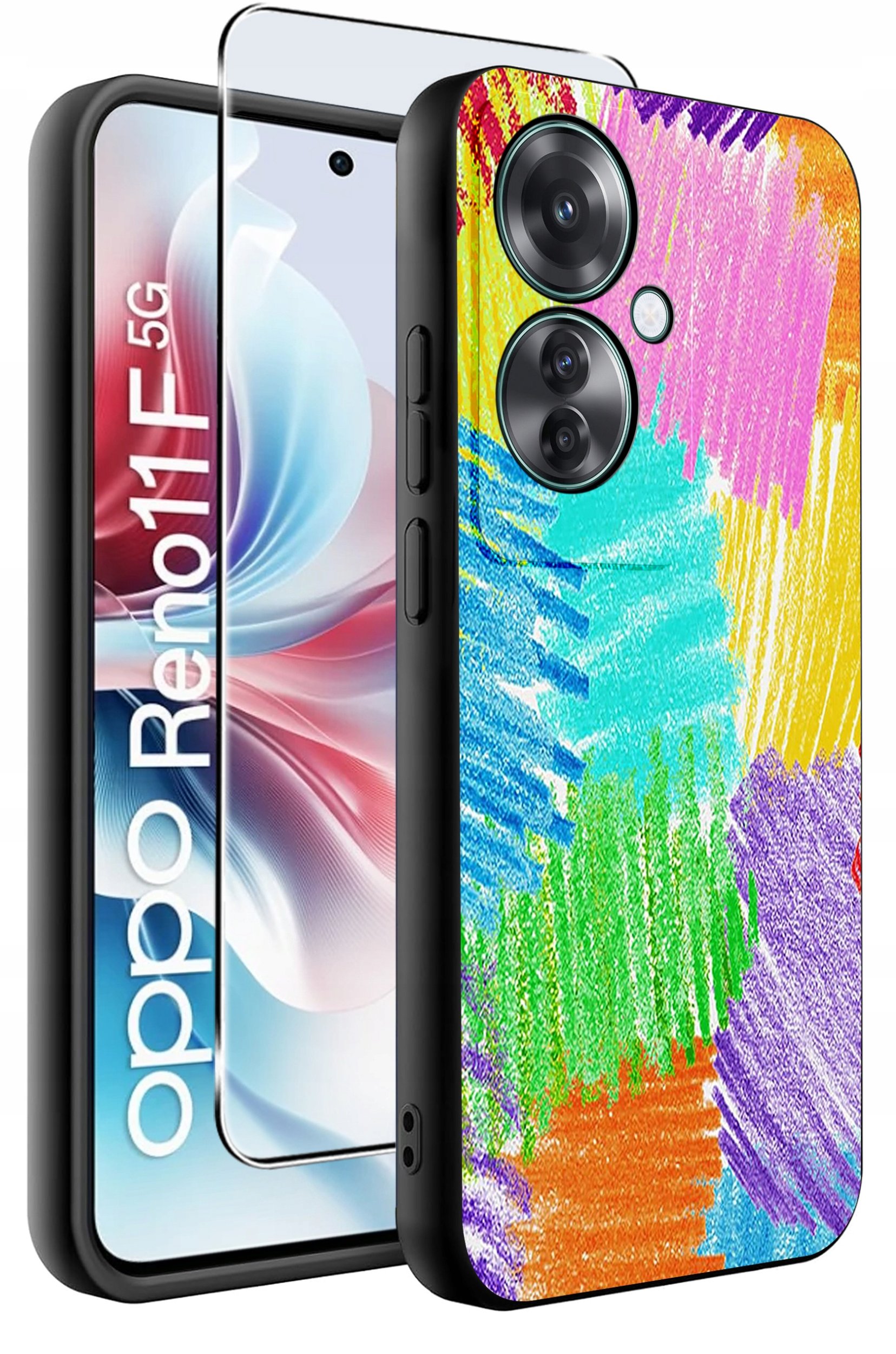 ETUI do Oppo Reno11 F 5G WZORY | SILIKONOWE MATT CASE + SZKŁO HARTOWANE 9H