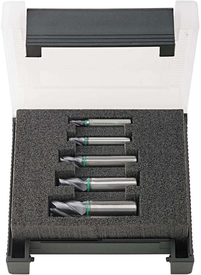 Zest.frezów trzpien. pełnowęglikowych 4-12mm, 5-cz. TiAlN typ UNI 4-ostrz. HA 35-38FORMAT