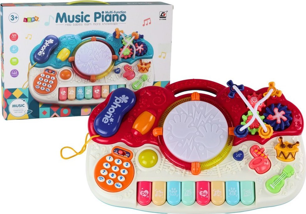 LeanToys Organki Pianinko Edukacyjne Muzyczne Bębenek Dźwięki Światła