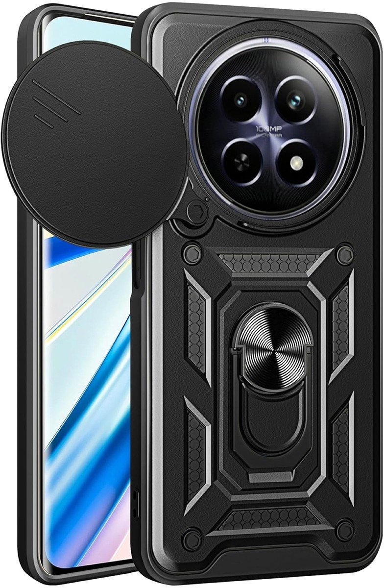 Etui pancerne Supero Camshield Ring do Realme 12/12X 5G, czarne