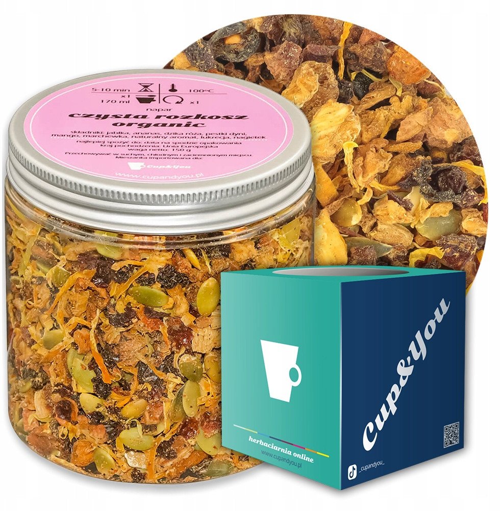 Herbata owocowa CZYSTA ROZKOSZ ORGANIC o smaku pomarańczy z gujawą PREMIUM - herbata liściasta sypana mieszanka napar susz - gotowa na prezent upomine