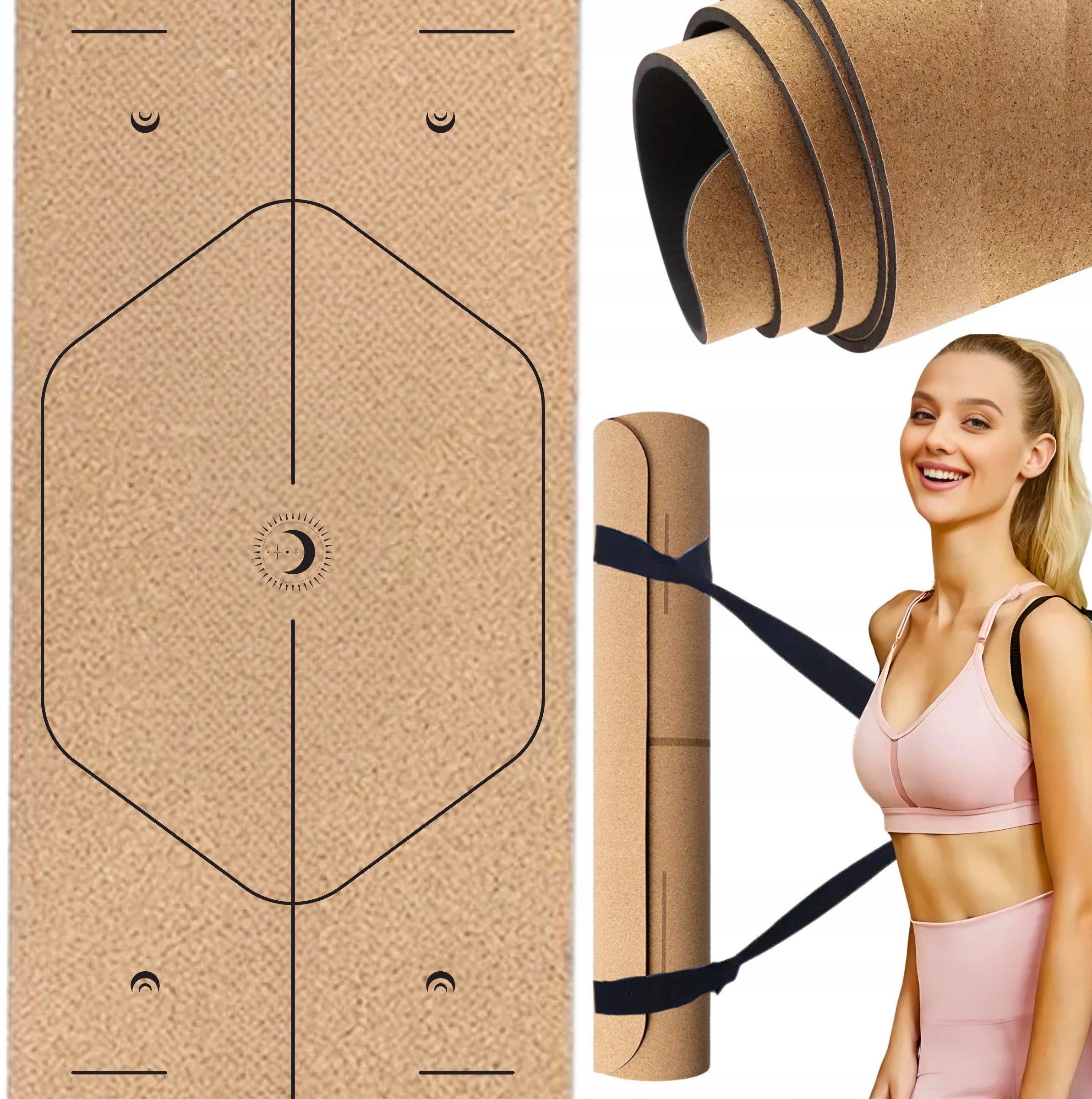 Korkowa Mata Antypoślizgowa do Jogi 183x61 cm