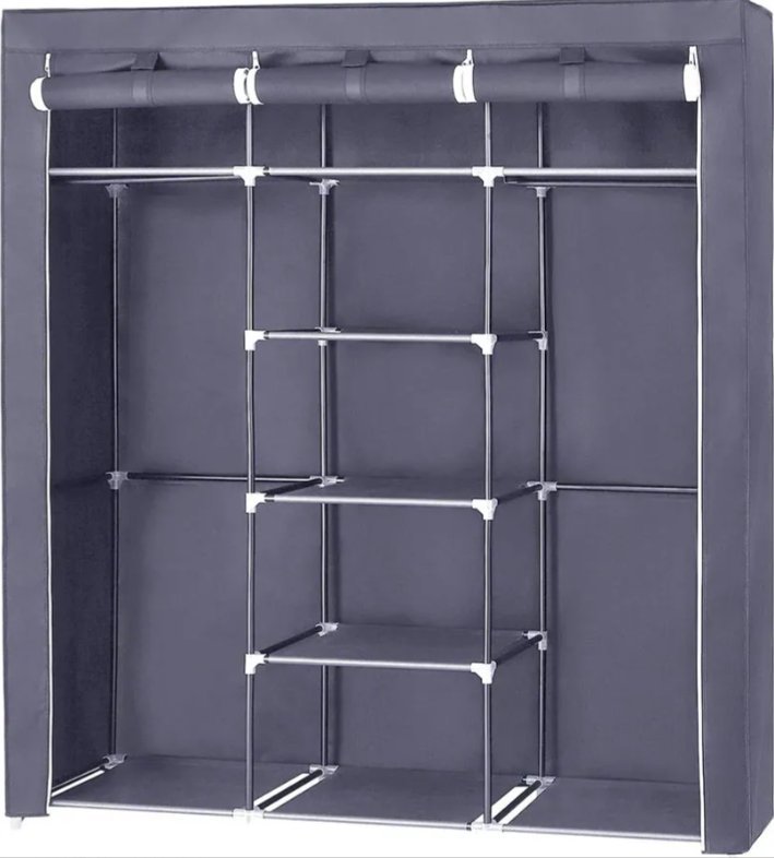 Elior Szafa tekstylna z 9 półkami i 2 drążkami na ubrania - Eras