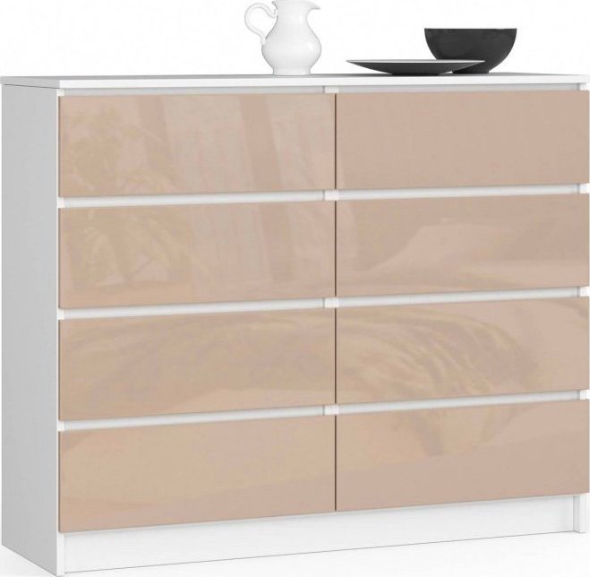 Elior Komoda do salonu biała + cappuccino połysk - Stigio 4X