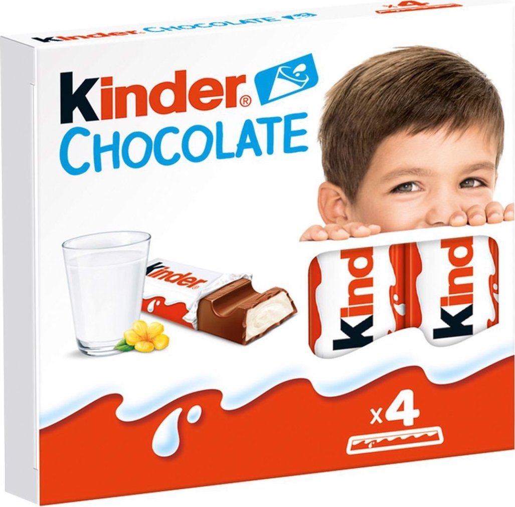 Kinder Chocolate Batonik z mlecznej czekolady z nadzieniem mlecznym 50 g (4 sztuki)
