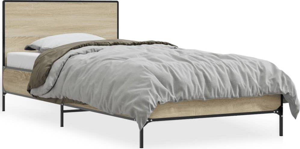 vidaXL vidaXL Rama łóżka, dąb sonoma, 100x200 cm, materiał drewnopochodny