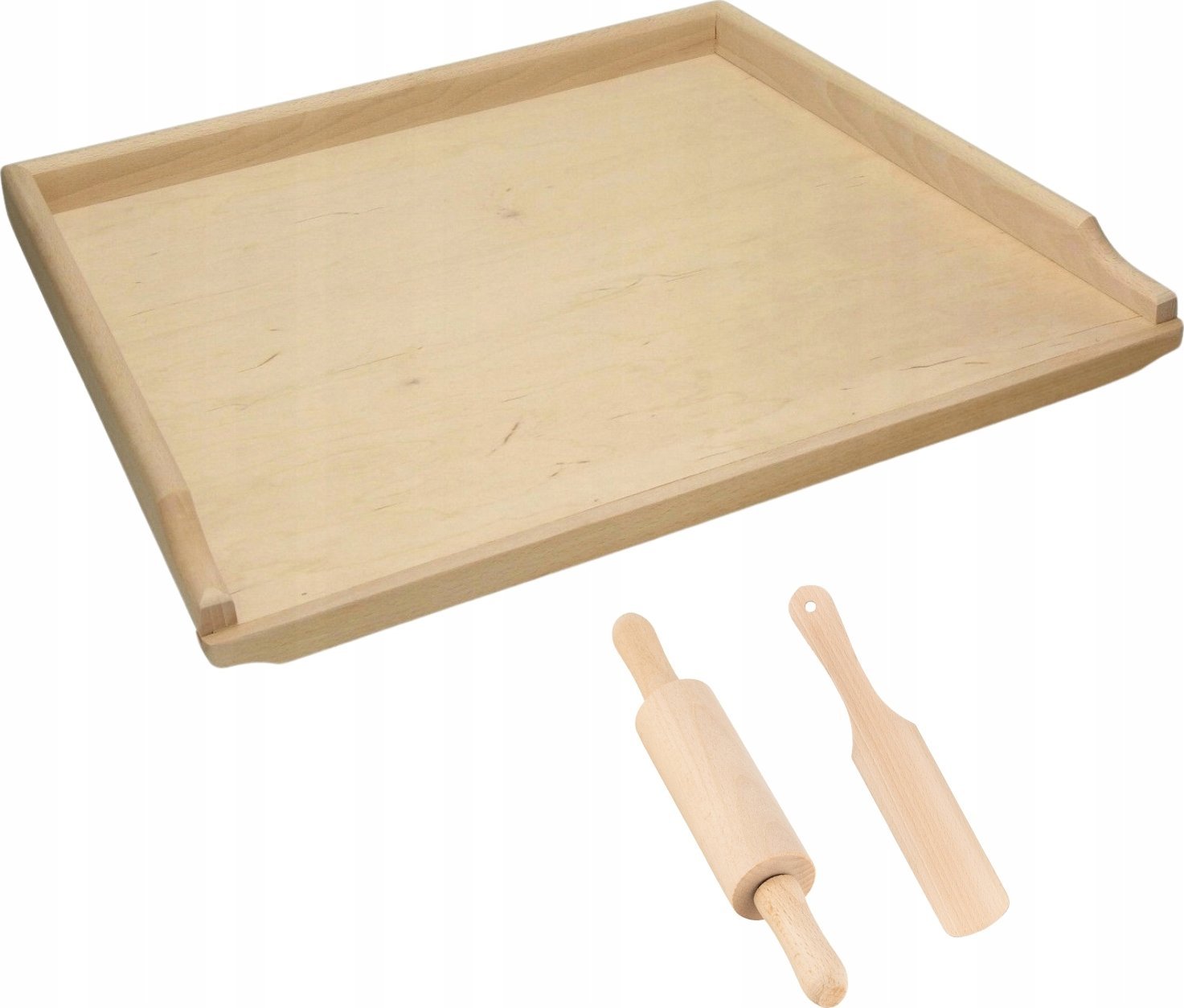 Deska do krojenia Topfann STOLNICA DREWNIANA 50X39CM MAŁA JEDNOSTRONNA DESKA KUCHENNA + WAŁEK ŁOPATKA