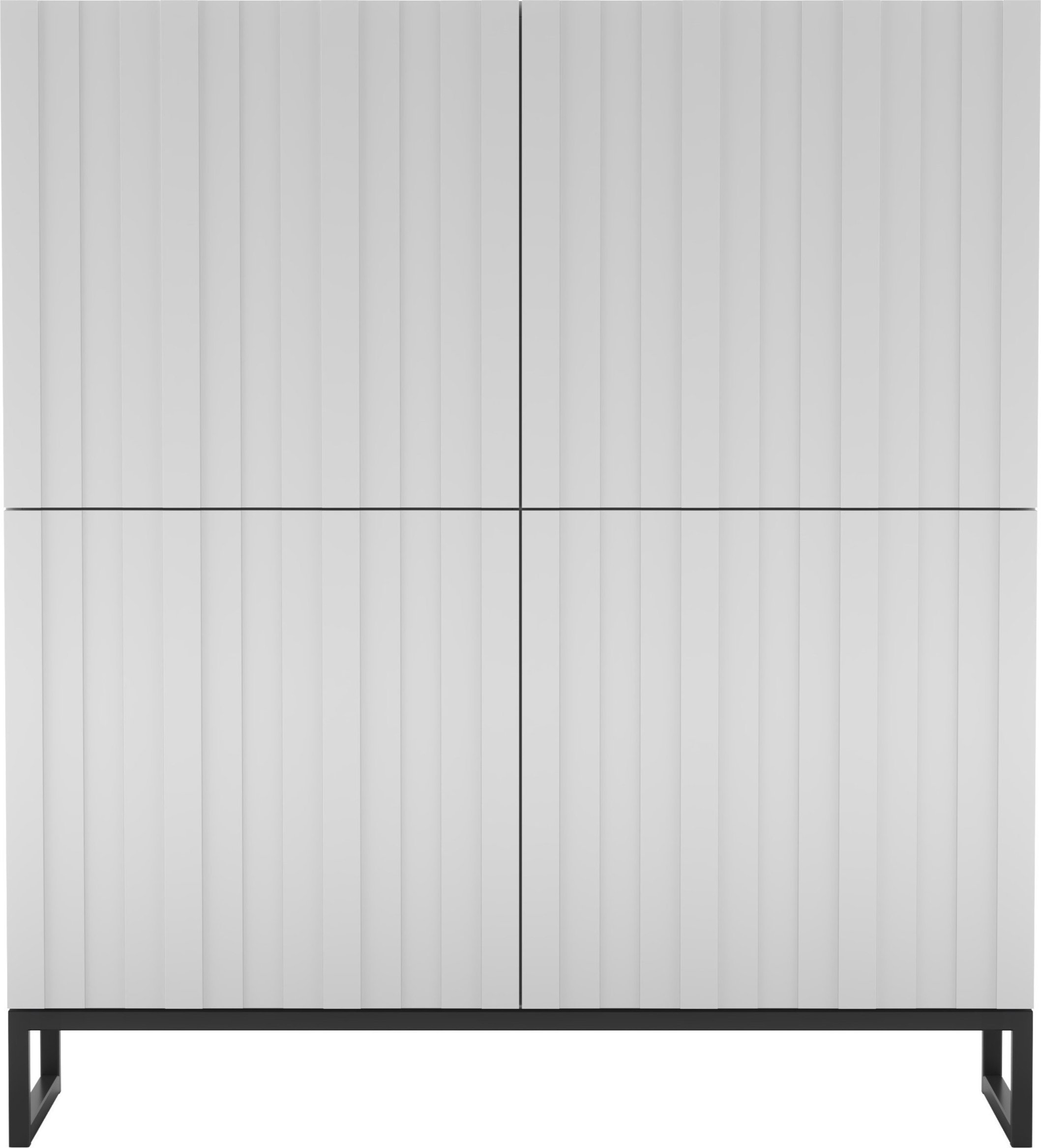 Meble Lindner Komoda RTV Industrialna Szafka RTV Loft Biały Mat Glamour Ryflowane Fronty 112 cm Rama