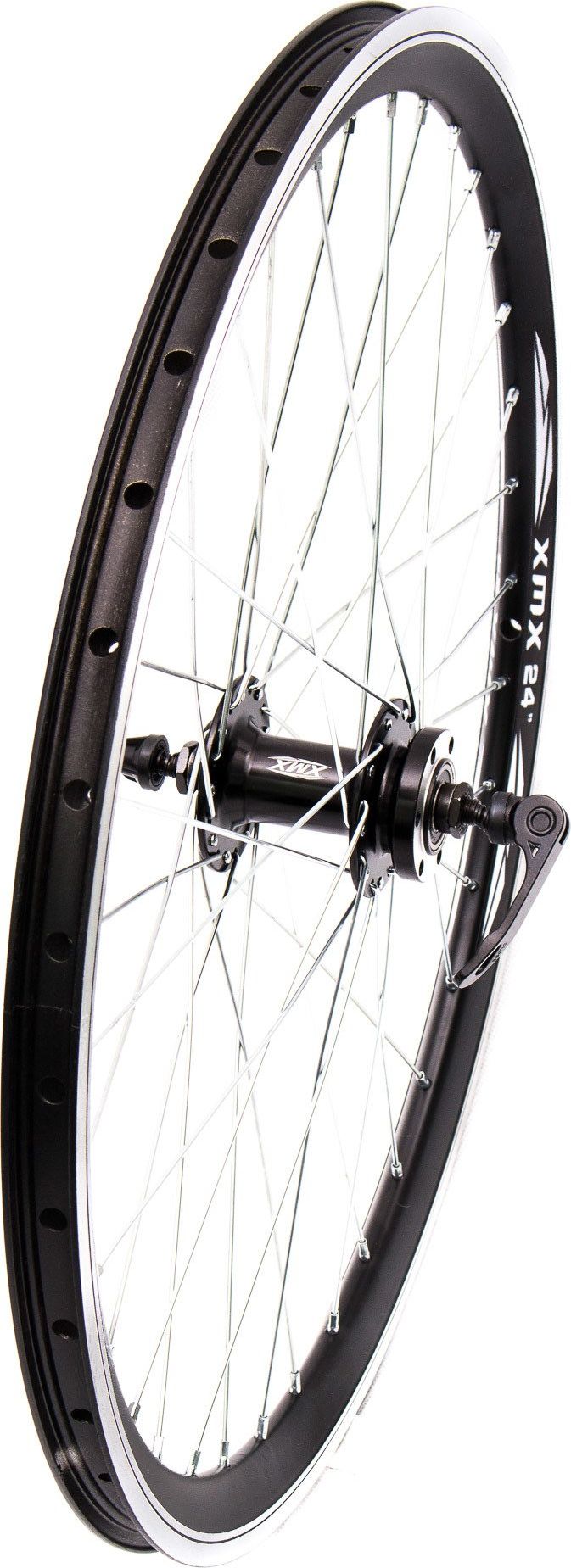 XMX Koło przód 24" XMX piasta na łożyskach maszynowych do hamulców tarczowych, stożek czarna Uniwersalny