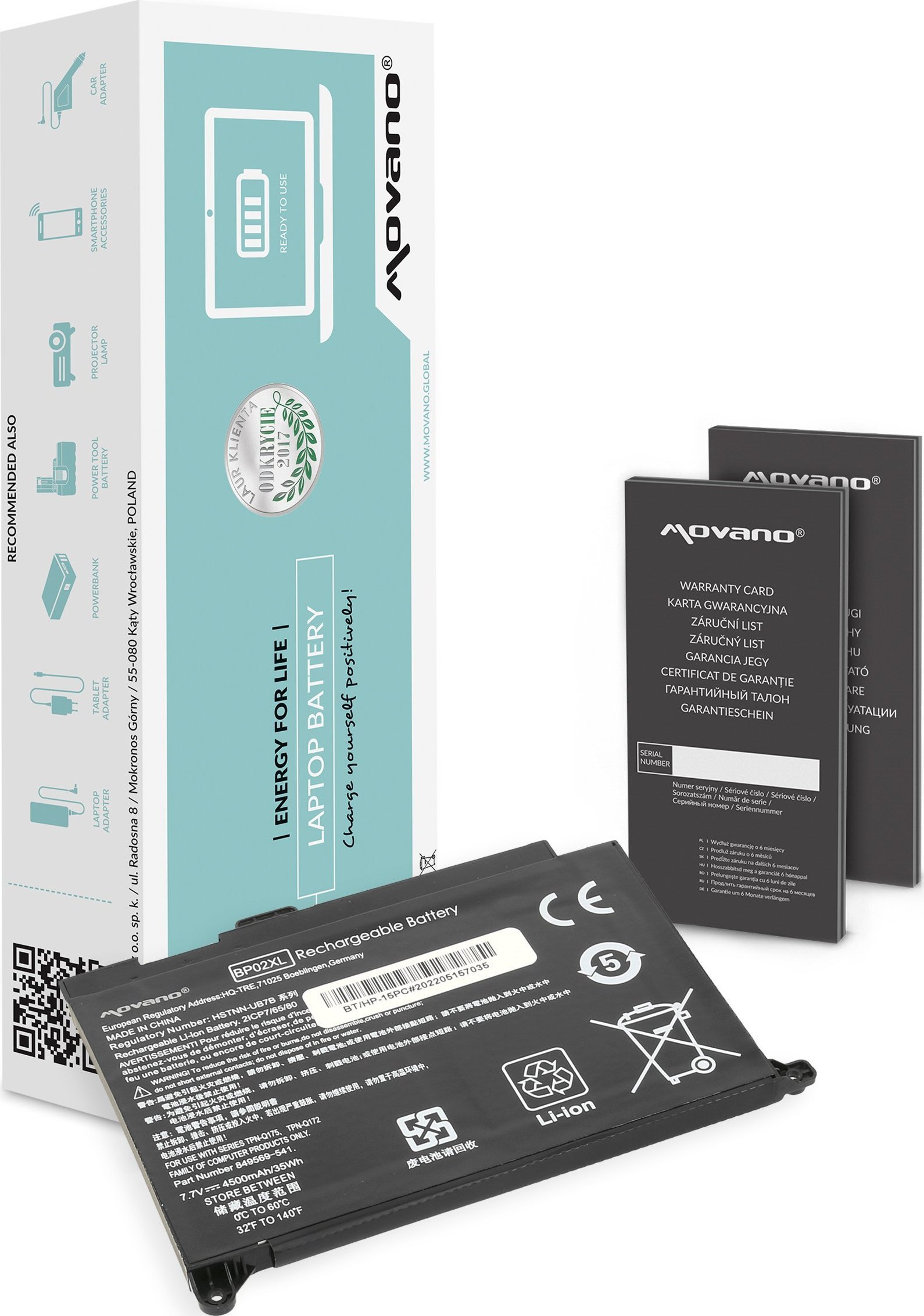 Bateria Movano Bateria BP02XL do HP Pavilion 15-AU 15-AW 15PC