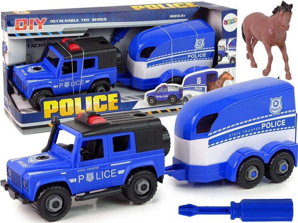 LeanToys Auto Terenowe Transporter Policja Do Rozkręcania DIY Koń