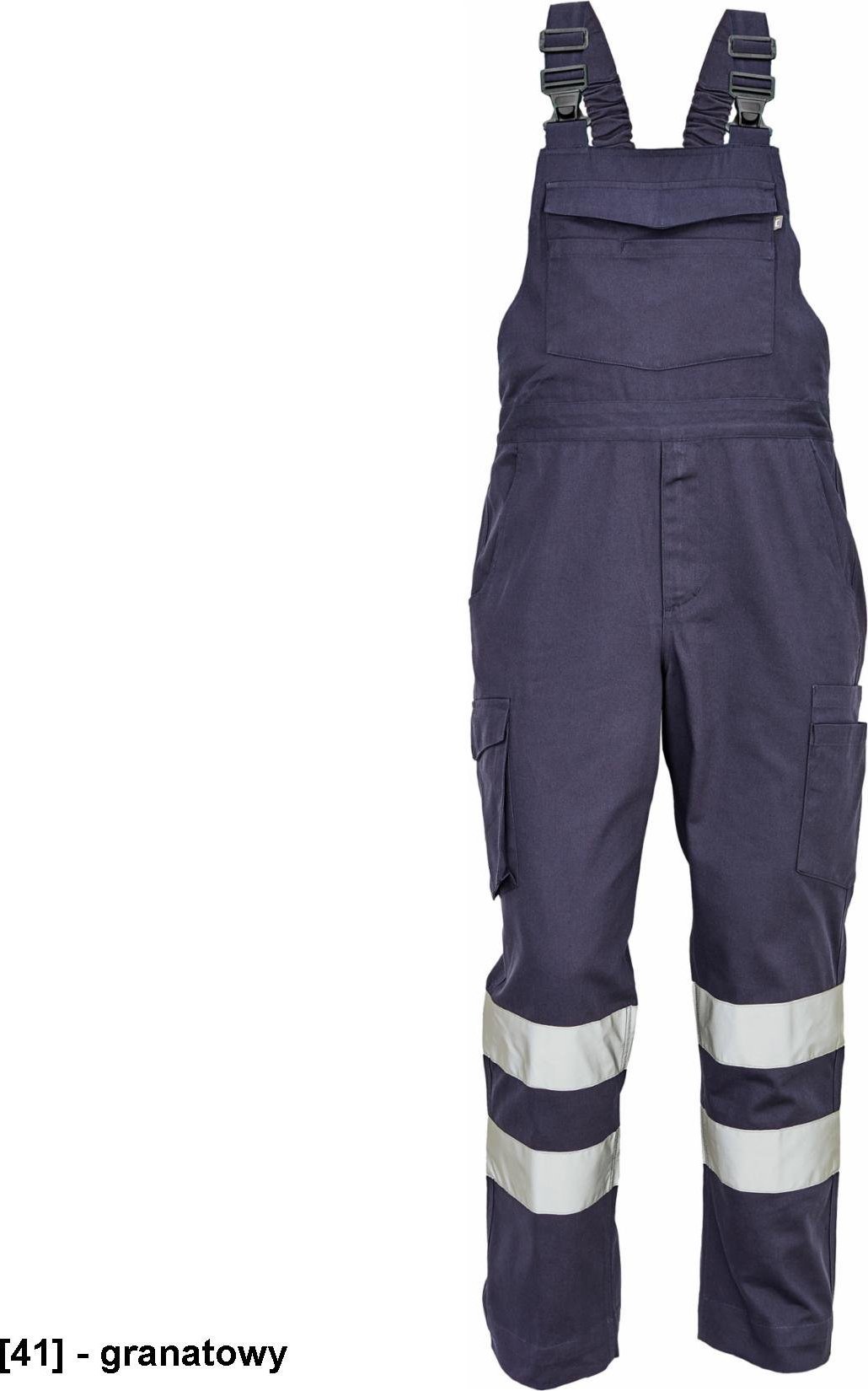 CERVA BADAJOZ męskie ogrodniczki robocze z odblaskowymi taśmami - granatowy 64