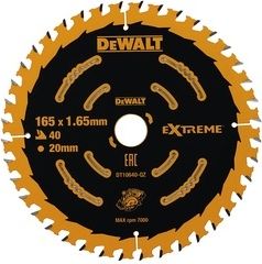 Dewalt Tarcza pilarska EXTREME do pilarek akumulatorowych 165mm 40 zębów (DT10640-QZ)