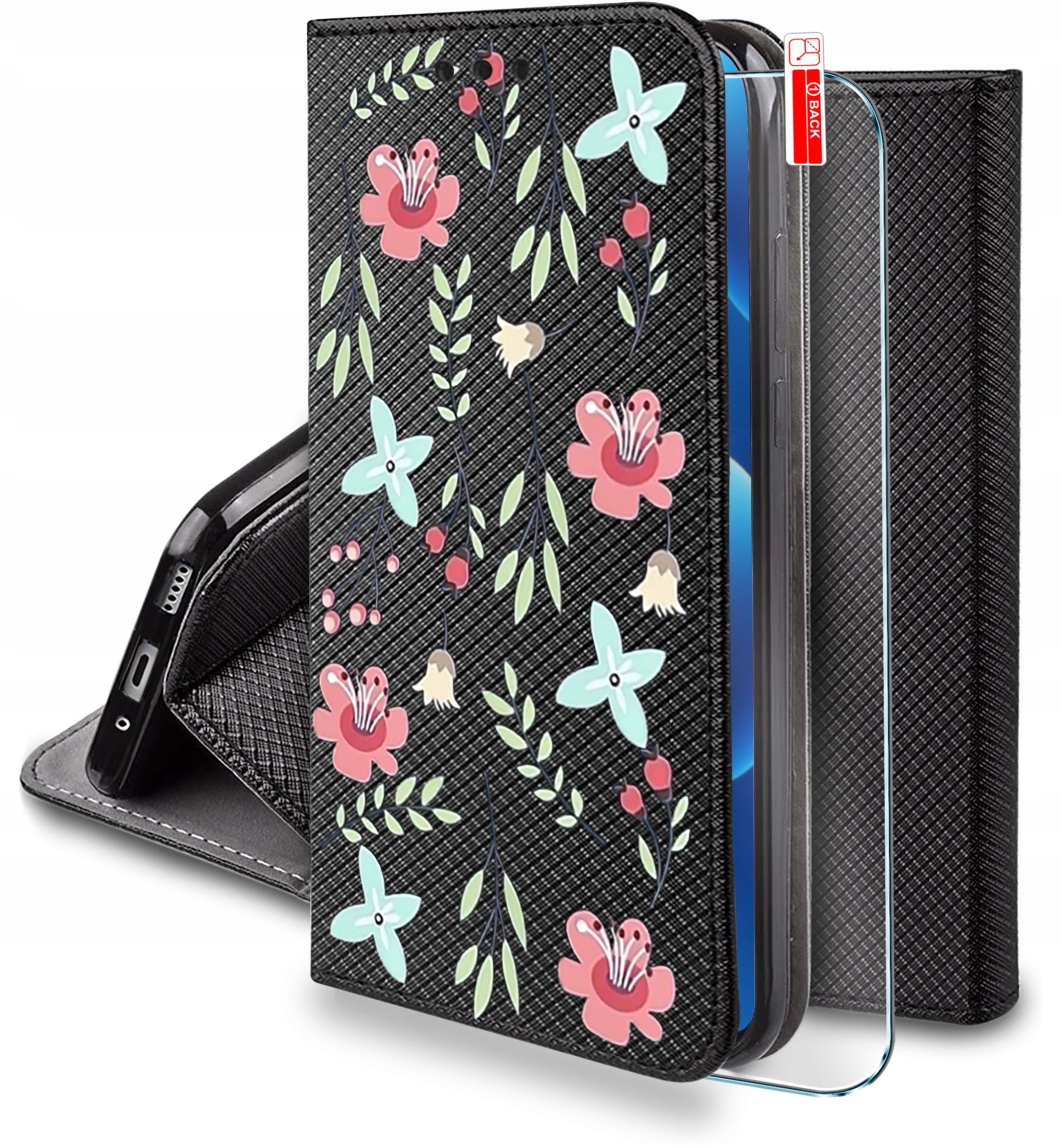 Etui do Motorola Moto G56 5G MAGNET WZORY CASE PORTFEL + SZKŁO 9H