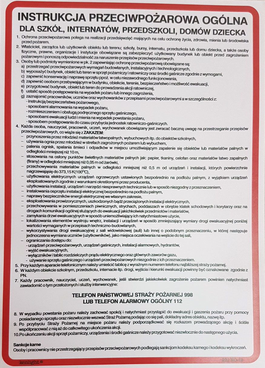 Mój dom Instrukcja 16 Bhp Przeciwpożarowa Placówki Oświaty