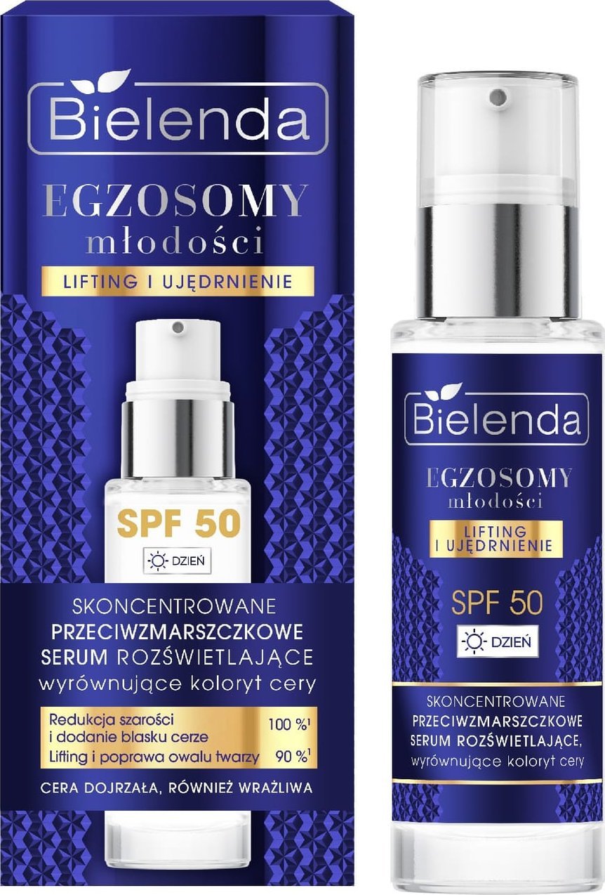 Bielenda Egzosomy Młodości Skoncentrowane przeciwzmarszczkowe serum rozświetlające z SPF 50 30ml
