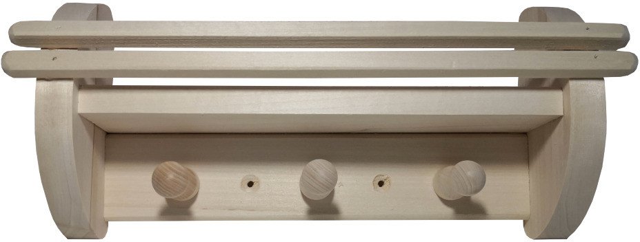 SAUNA TOWEL RACK 3HOOKS+SHELF FLAMMIFERA