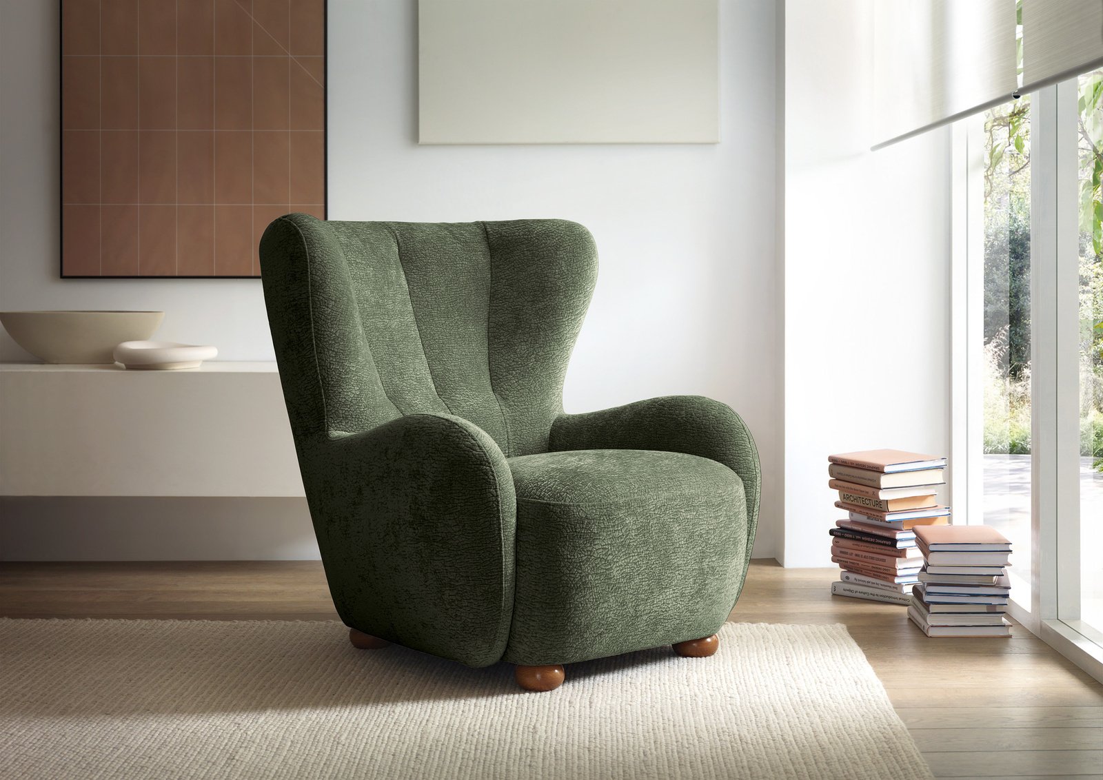 Fotel tapicerowany uszak FILO Dress Me 19 Butelkowa Zieleń nóżki do wyboru