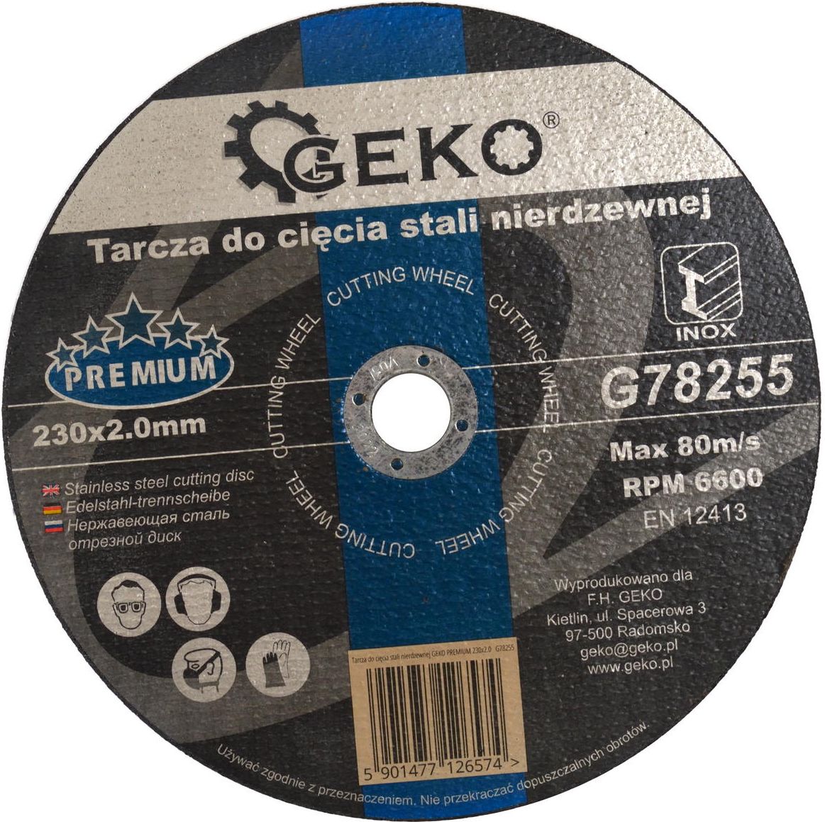 Geko tarcza do cięcia stali nierdzewnej PREMIUM 230x2.0 (G78255)